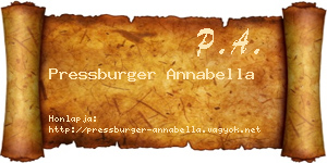 Pressburger Annabella névjegykártya